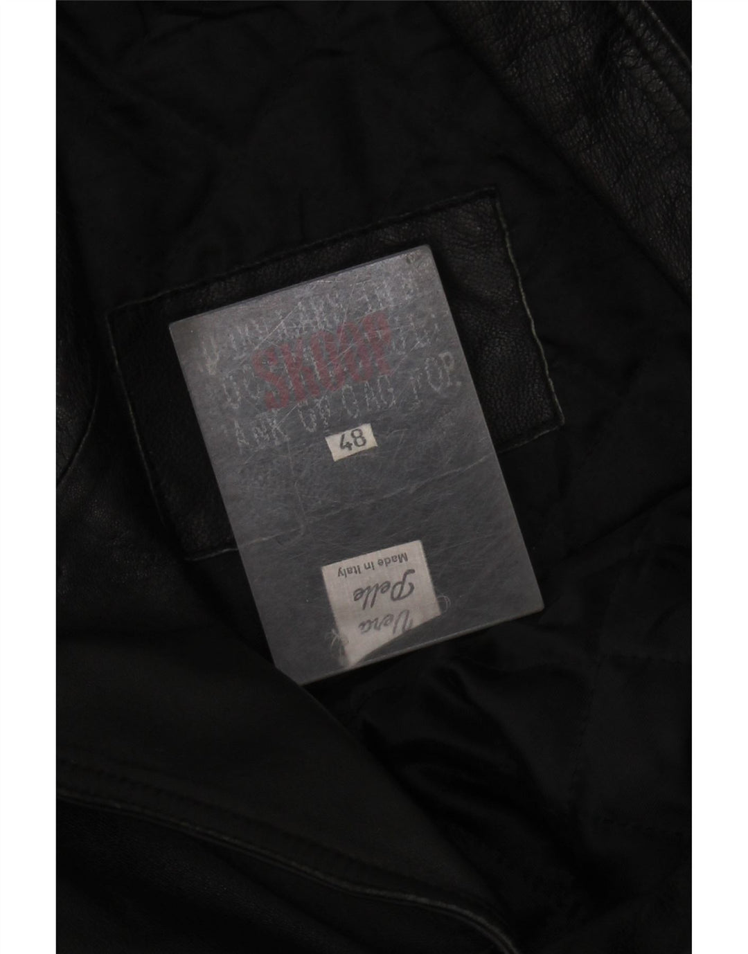 VINTAGE Manteau en Cuir Femme IT 48 XL Cuir Noir