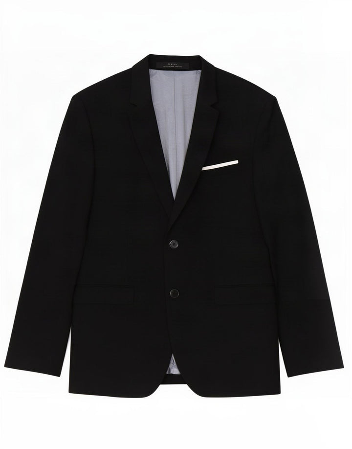 Zara Veste Blazer 2 Boutons Homme EU 52 Large Noir Viscose