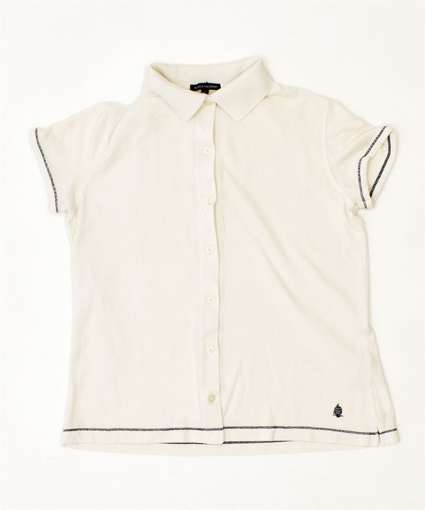 MARINA YACHTING Chemise à manches courtes pour femme UK 10 Petit coton blanc