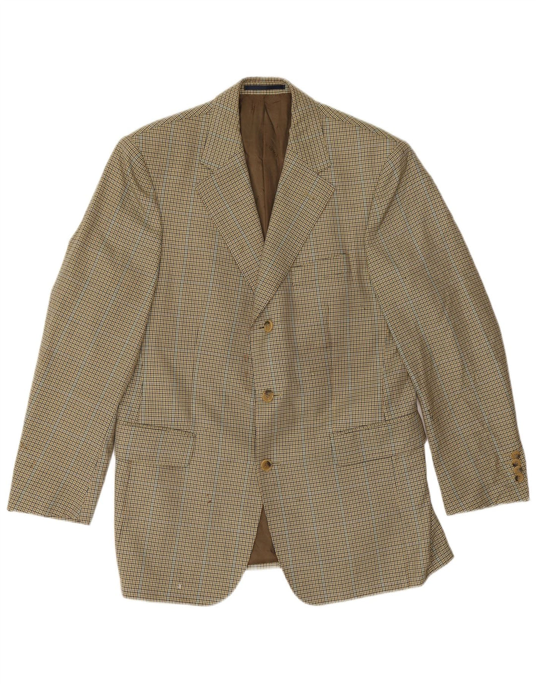 Burberry Veste Blazer Homme EU 48 Laine Vierge Pied-de-Poule Jaune Moyen