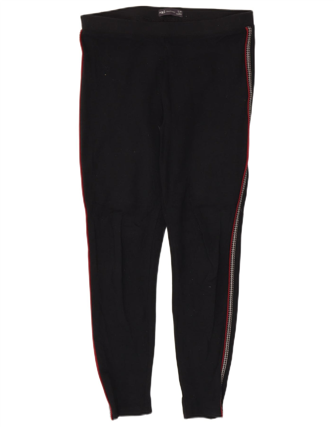 Marks & Spencer Leggings Femme UK 12 Viscose Rayée Noir Moyen