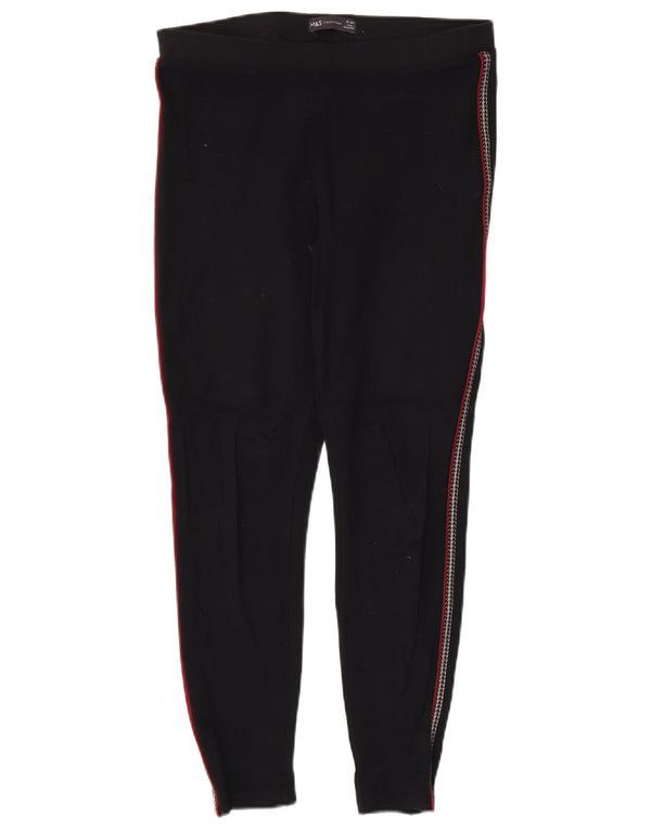 Marks & Spencer Leggings Femme UK 12 Viscose Rayée Noir Moyen