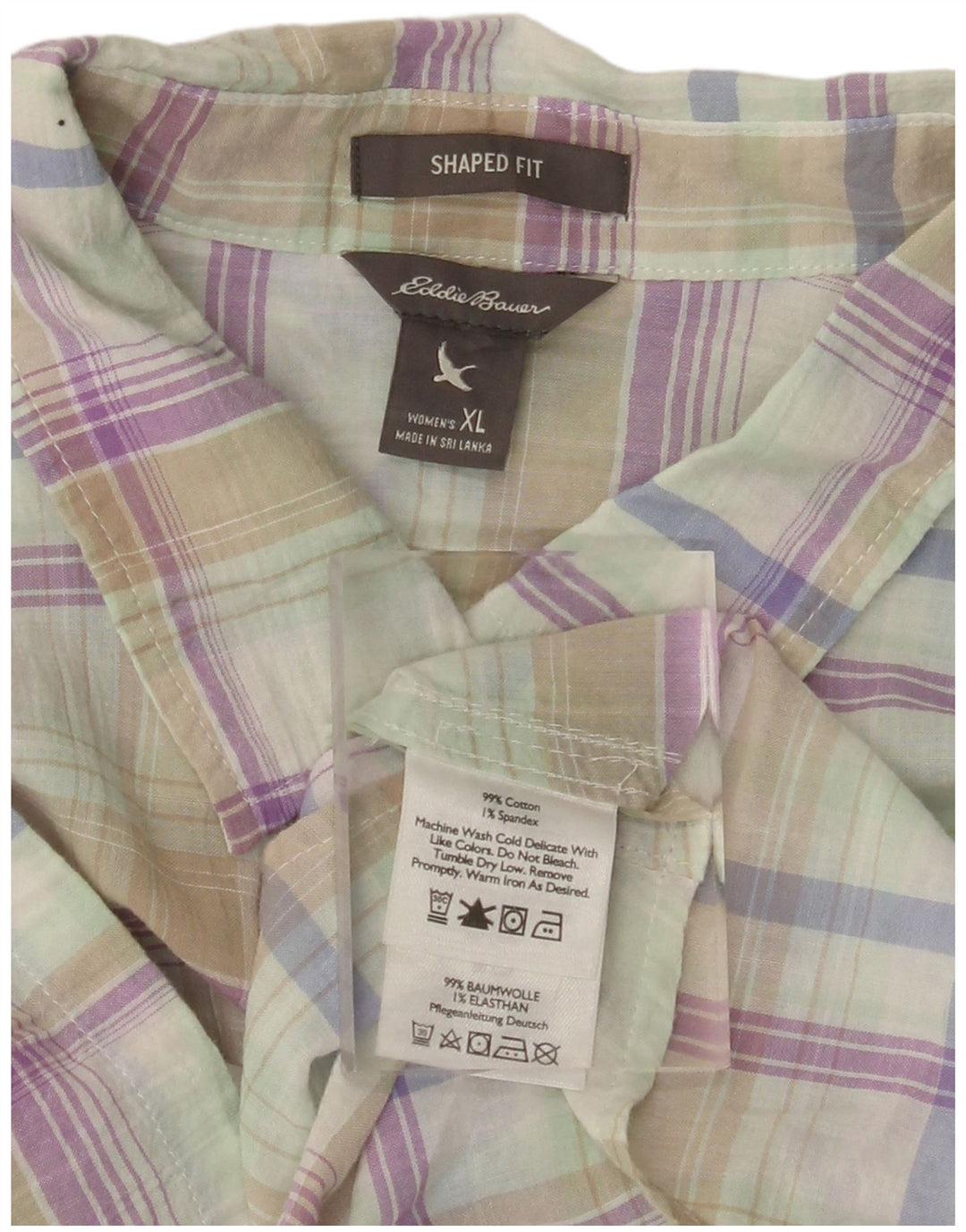 EDDIE BAUER Chemise Shaped Fit pour femme UK 18 XL Carreaux multicolores