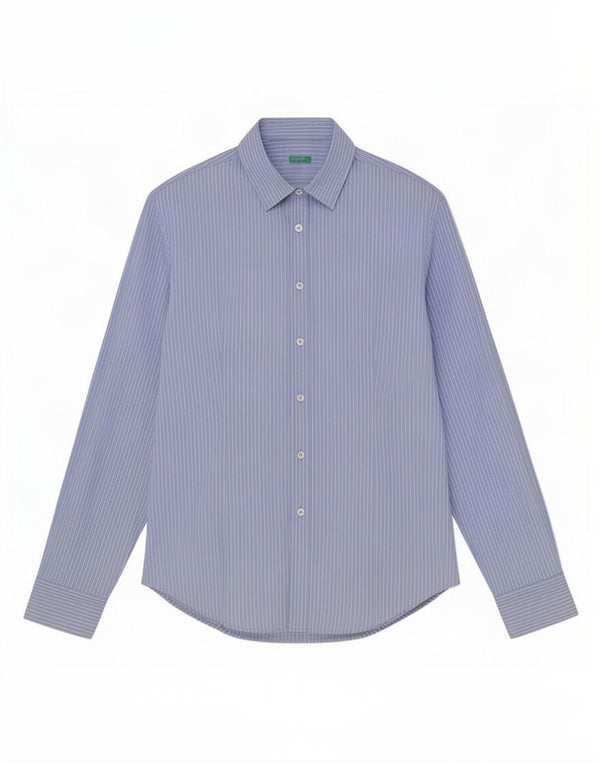 Benetton Chemise Homme Large Bleu Rayé Coton