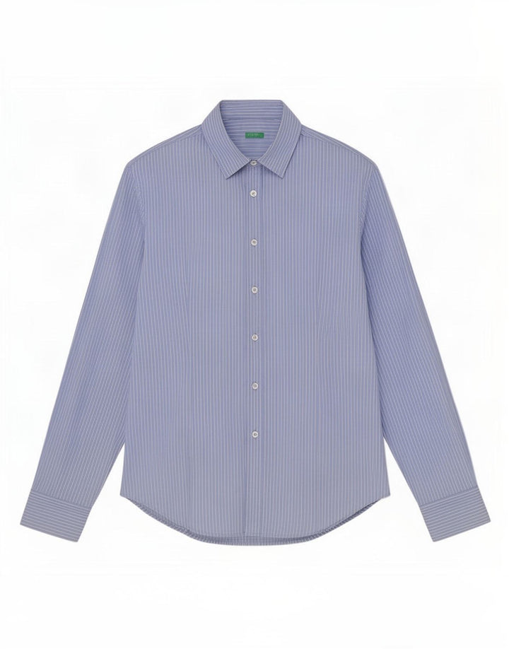 Benetton Chemise Homme Large Bleu Rayé Coton