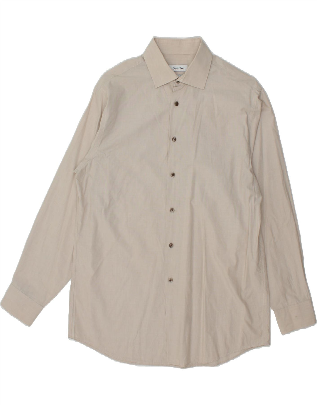 CALVIN KLEIN Mens Regular Fit Shirt Size 15 1/2  Medium Beige Cotton Vintage Calvin Klein and Second-Hand Calvin Klein from Messina Hembry 