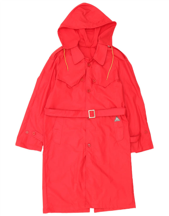 Fiorucci Trench-coat à capuche pour femme UK 14 Nylon rouge moyen