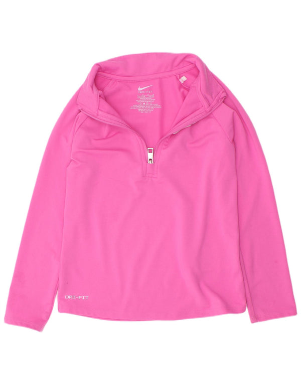 Haut de survêtement Nike Dri Fit à col zippé pour fille 5-6 ans Rose moyen