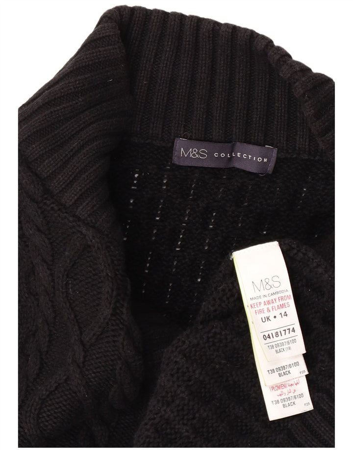 Marks & Spencer Pull Cardigan pour Femme UK 14 Grand Coton Noir