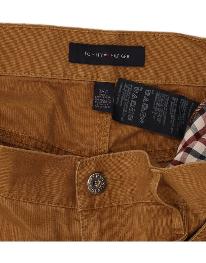 TOMMY HILFIGER Pantalon décontracté droit pour homme W33 L32 Beige Coton