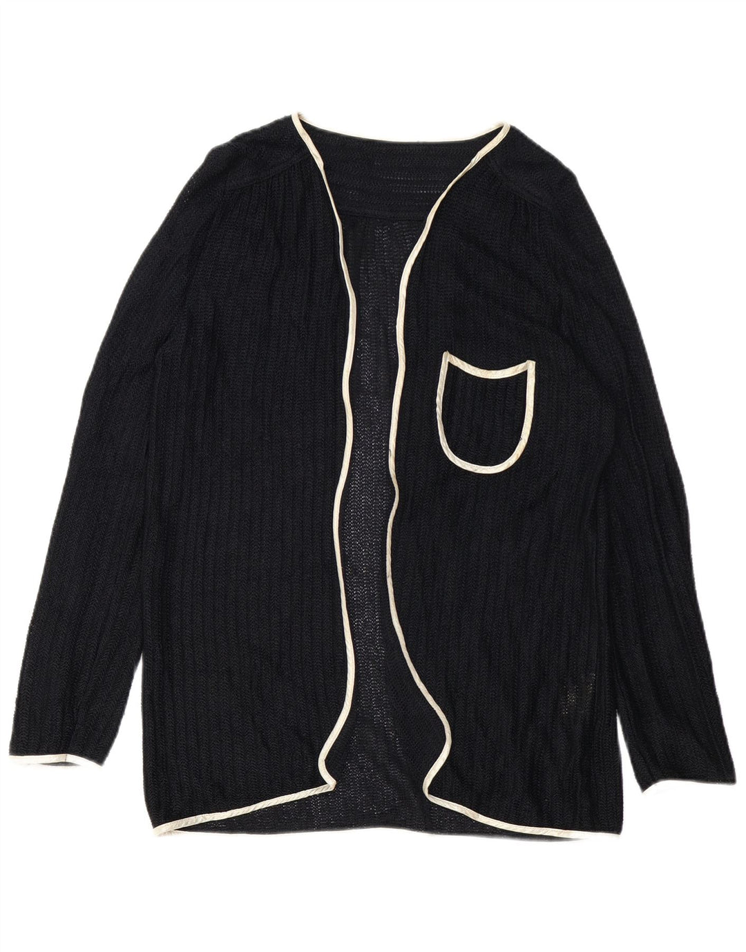 vintage Femme Open Cardigan Pull EU 40 Moyen Noir Viscose