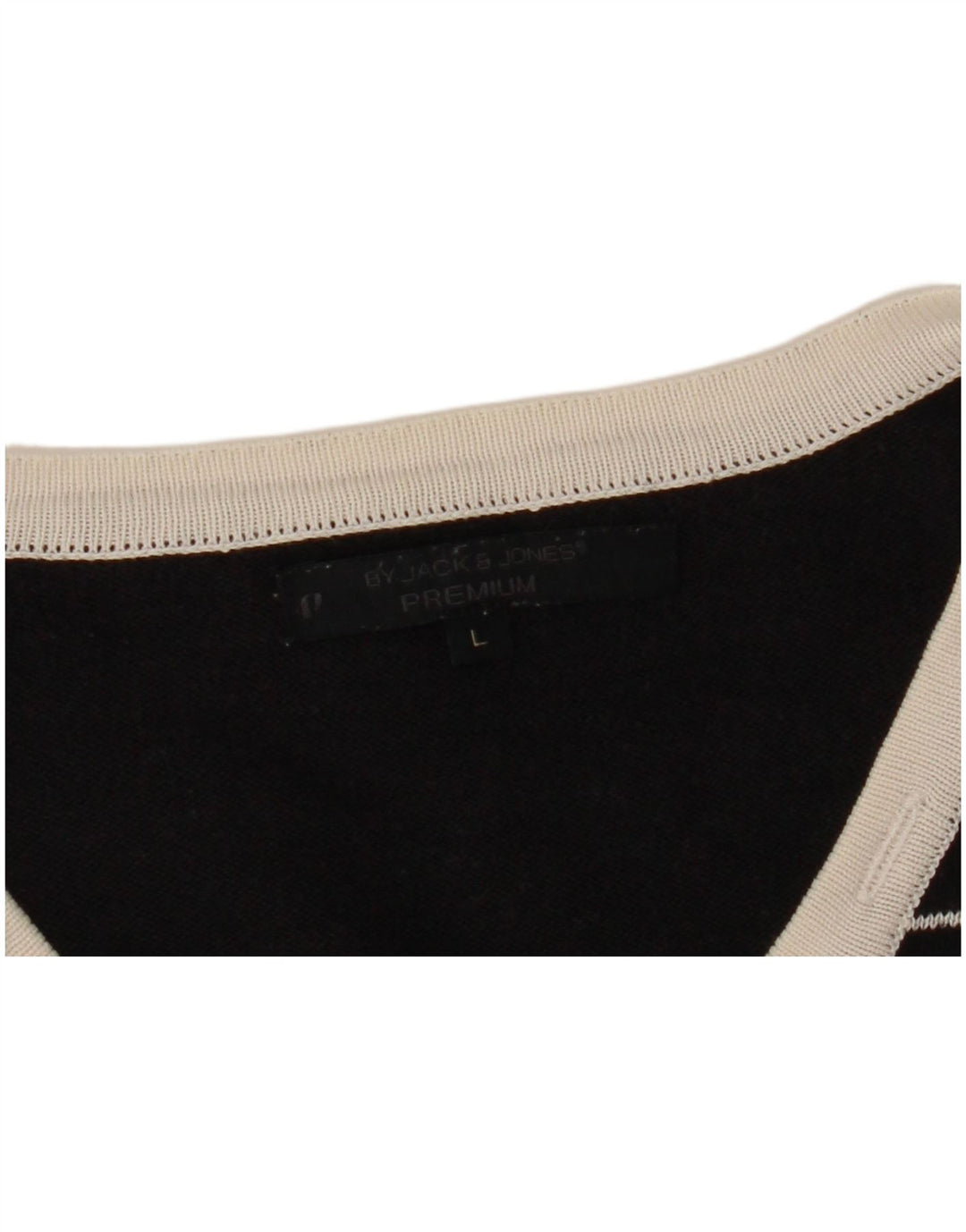 JACK & JONES Pull Col V Homme Large Noir Rayé