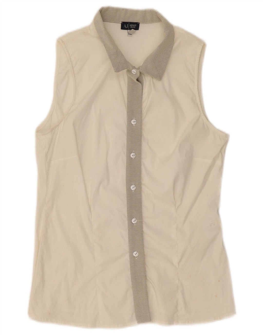 Armani Jeans Chemisier sans manches pour femme EU 42 Medium Blanc rayé