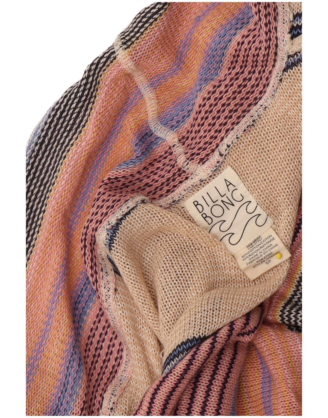 Billabong Womens Open Cardigan Sweater UK 10 Small Multicolore Rayé