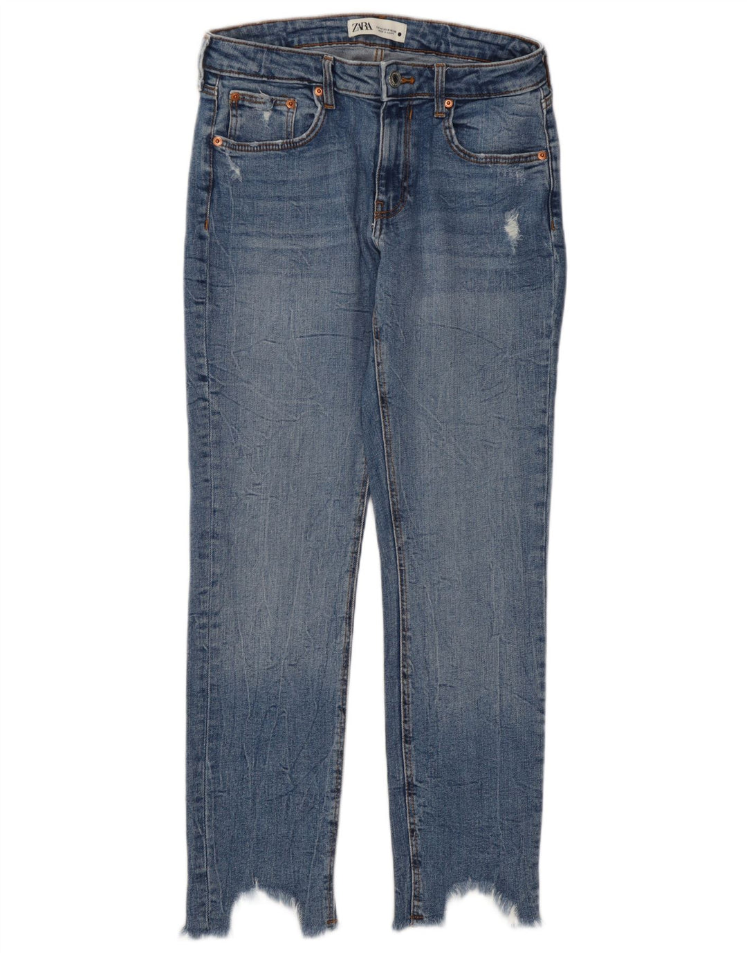 Zara Jean court effet vieilli pour femme EU 40 Medium W30 L27 Bleu