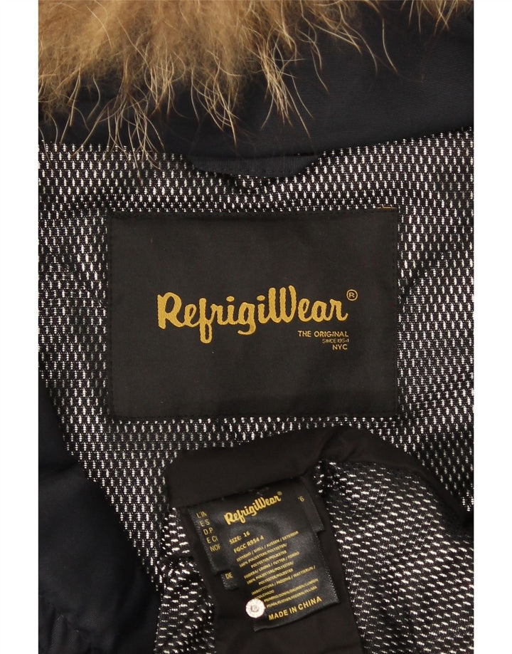 Refrigiwear Veste matelassée à capuche pour femme UK 16 Large Bleu marine Polyester