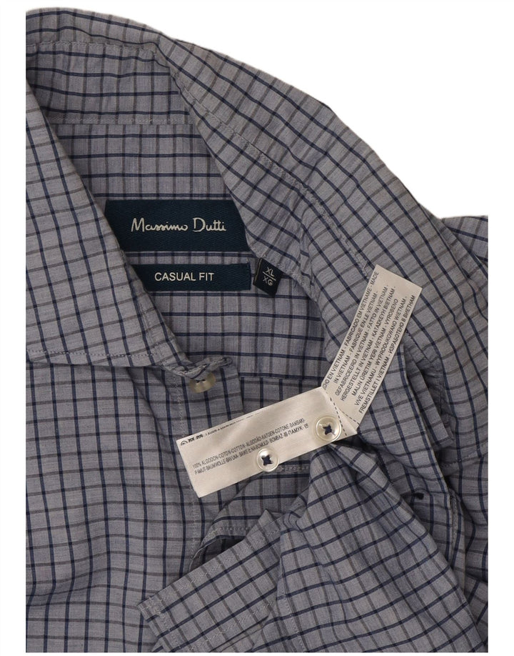 Massimo Dutti Chemise décontractée pour homme XL en coton à carreaux bleus