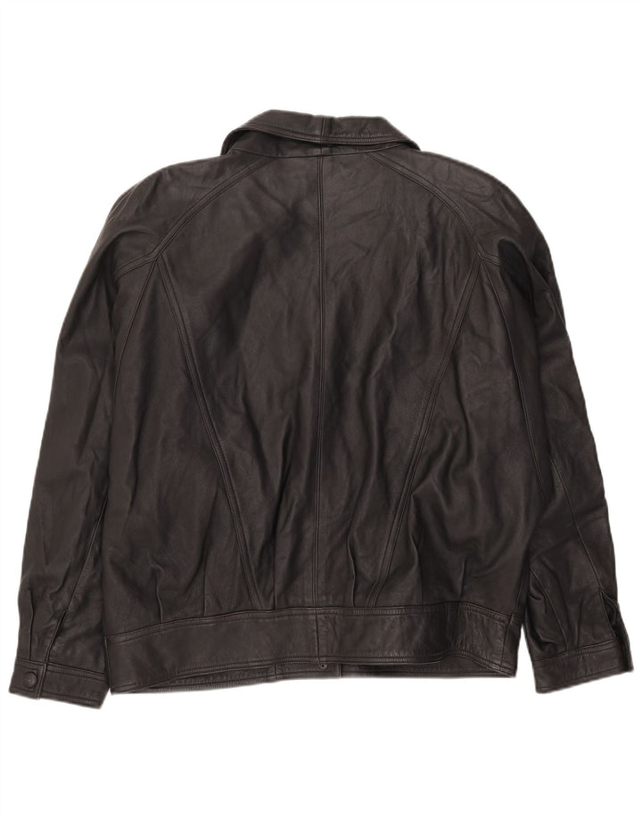 veste en cuir femme vintage UK 16 Grand Noir