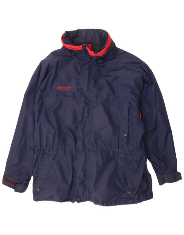 Columbia Veste coupe-vent à capuche pour homme UK 42 XL Bleu marine Colourblock