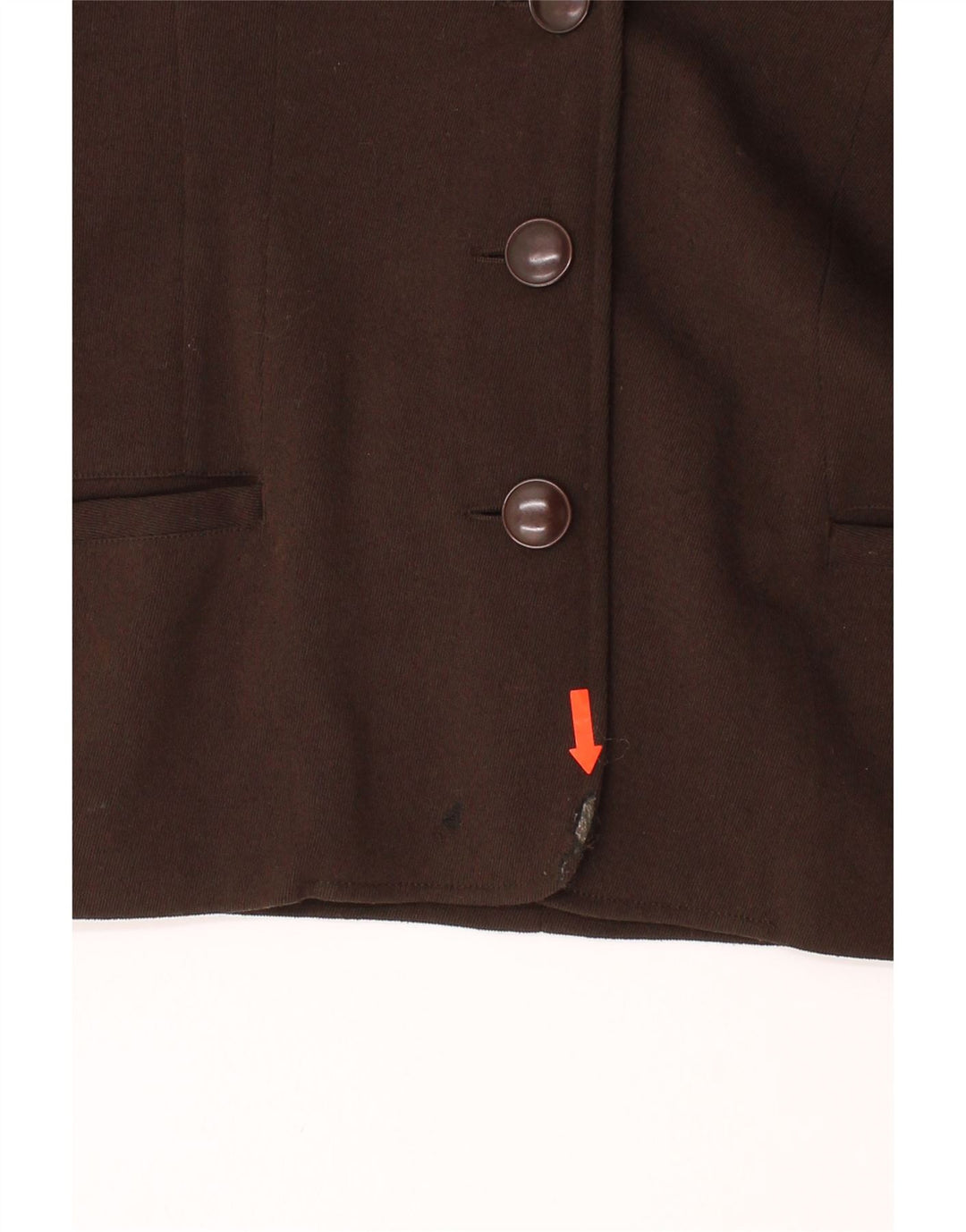 GENNY Womens 3 Button Blazer Jacket UK 36 Large Brown Wool Vintage Genny and Second-Hand Genny from Messina Hembry 