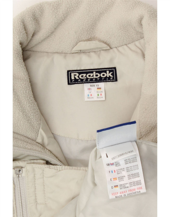Reebok Gilet rembourré pour femme UK 12 Medium Blanc cassé Polyester