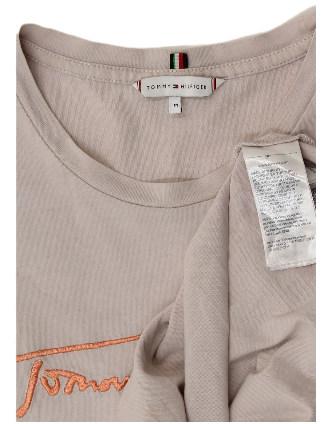 Tommy Hilfiger T-shirt graphique pour femme UK 14 Gris moyen Coton