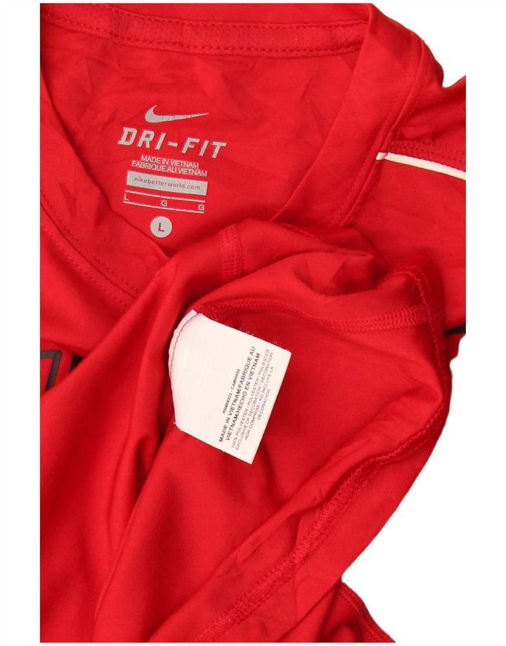 Nike Dri Fit Graphic Top à manches longues pour femme UK 16 Large Rouge Polyester