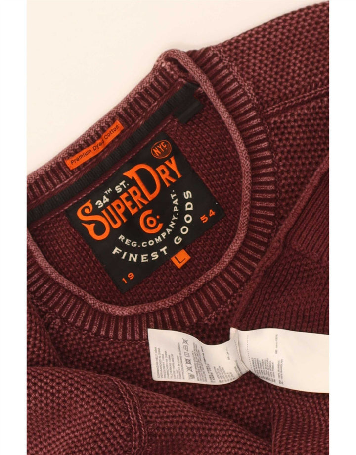 Superdry Pull ras du cou pour homme en coton marron Large