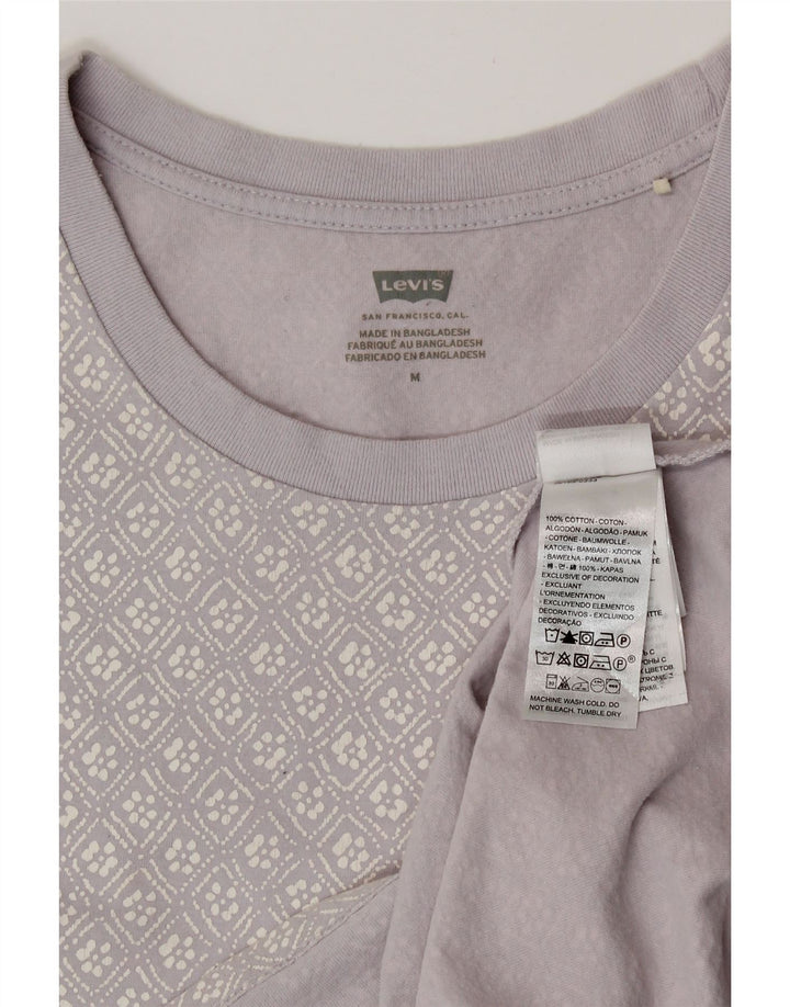 Levi's T-Shirt Graphique Femme UK 14 Coton Géométrique Lilas Moyen