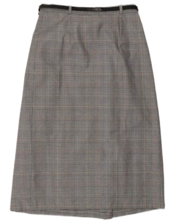 jupe portefeuille femme vintage UK 10 Petit W27 Gris Pied-de-poule Polyester