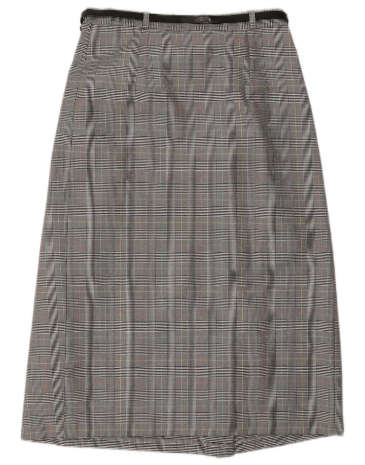 jupe portefeuille femme vintage UK 10 Petit W27 Gris Pied-de-poule Polyester