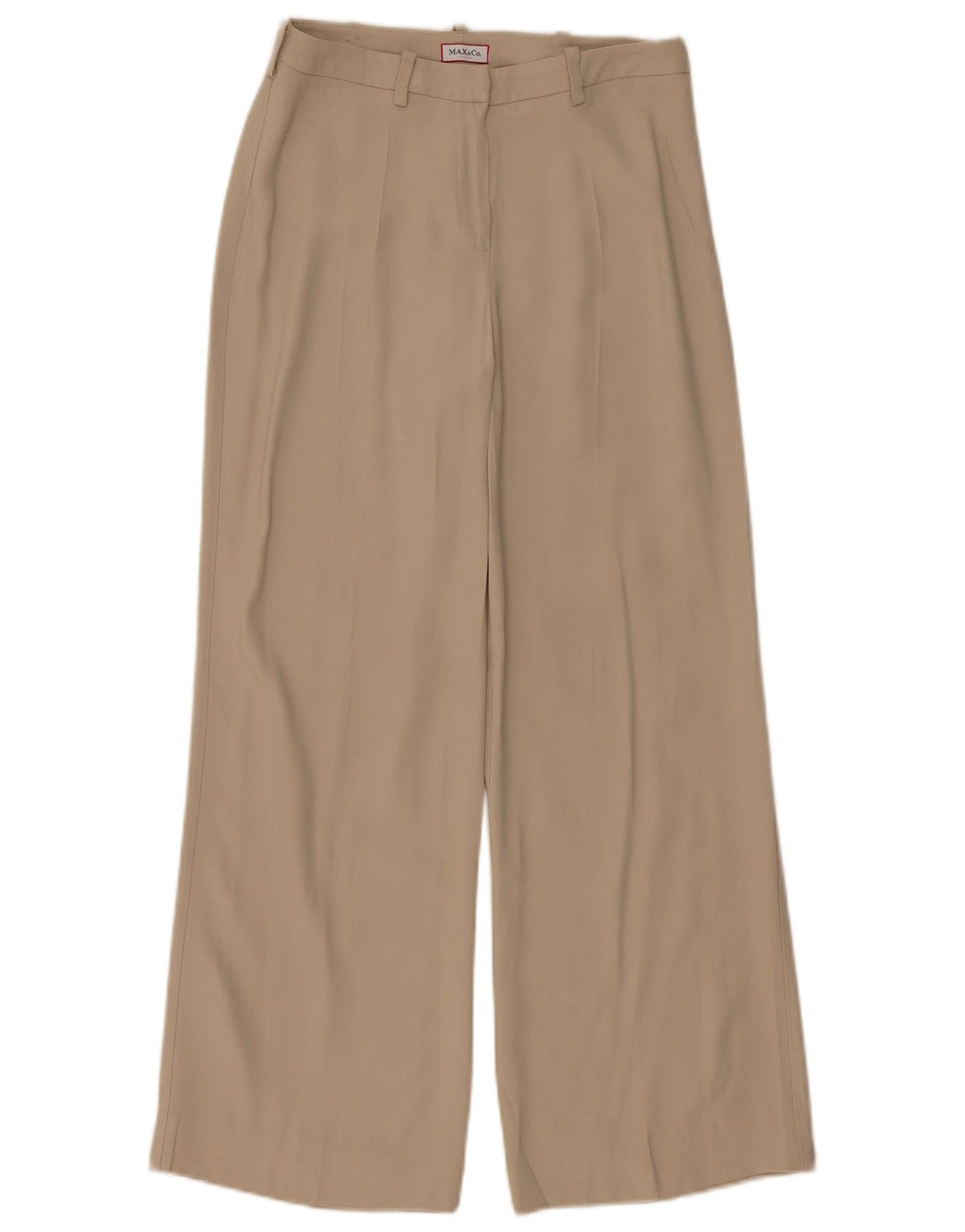 MAX & CO. Pantalon décontracté à jambe large pour femme UK 8 Small W26 L28 Acétate beige