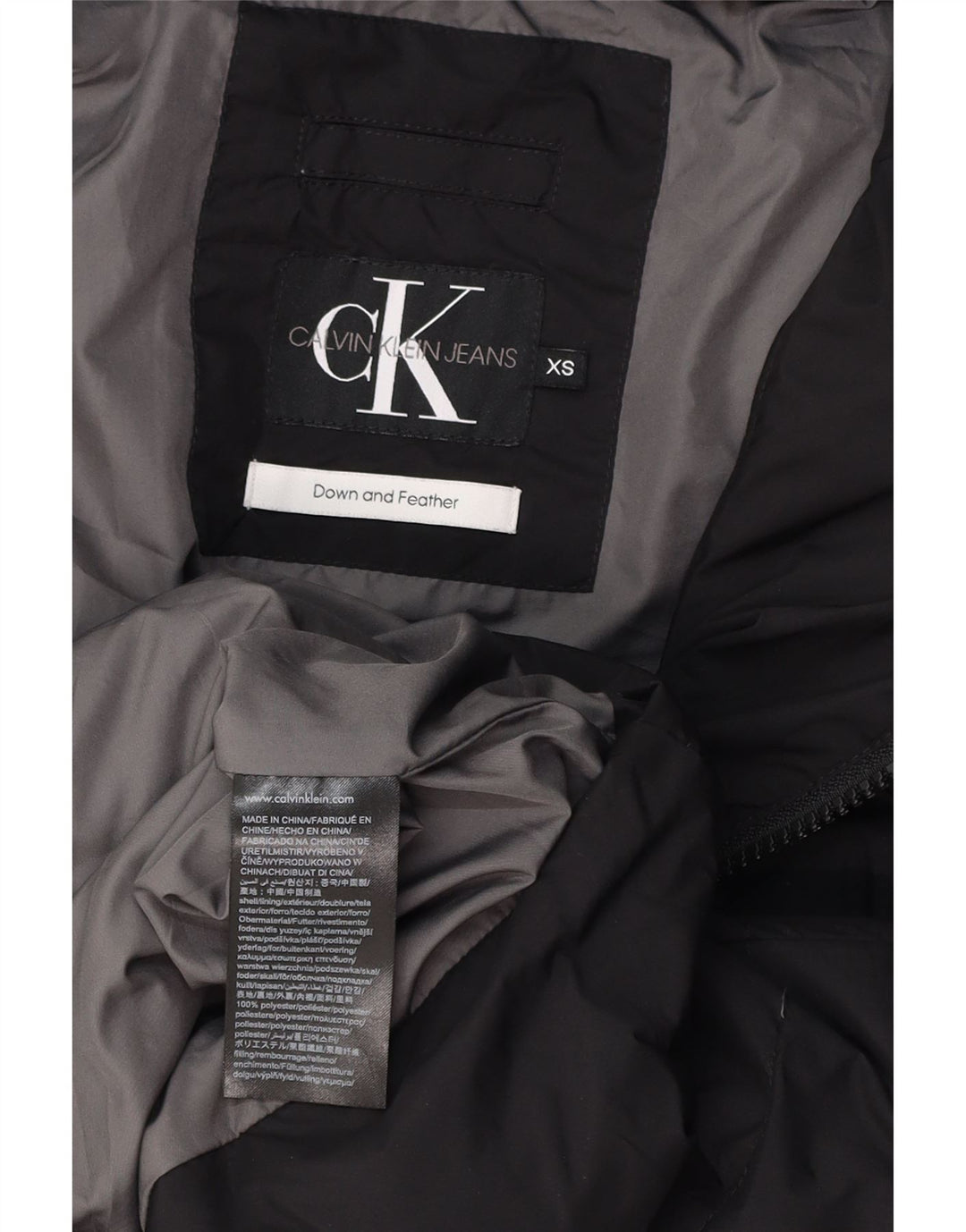 CALVIN KLEIN JEANS Veste matelassée à capuche pour hommes UK 34 XS Noir Polyester