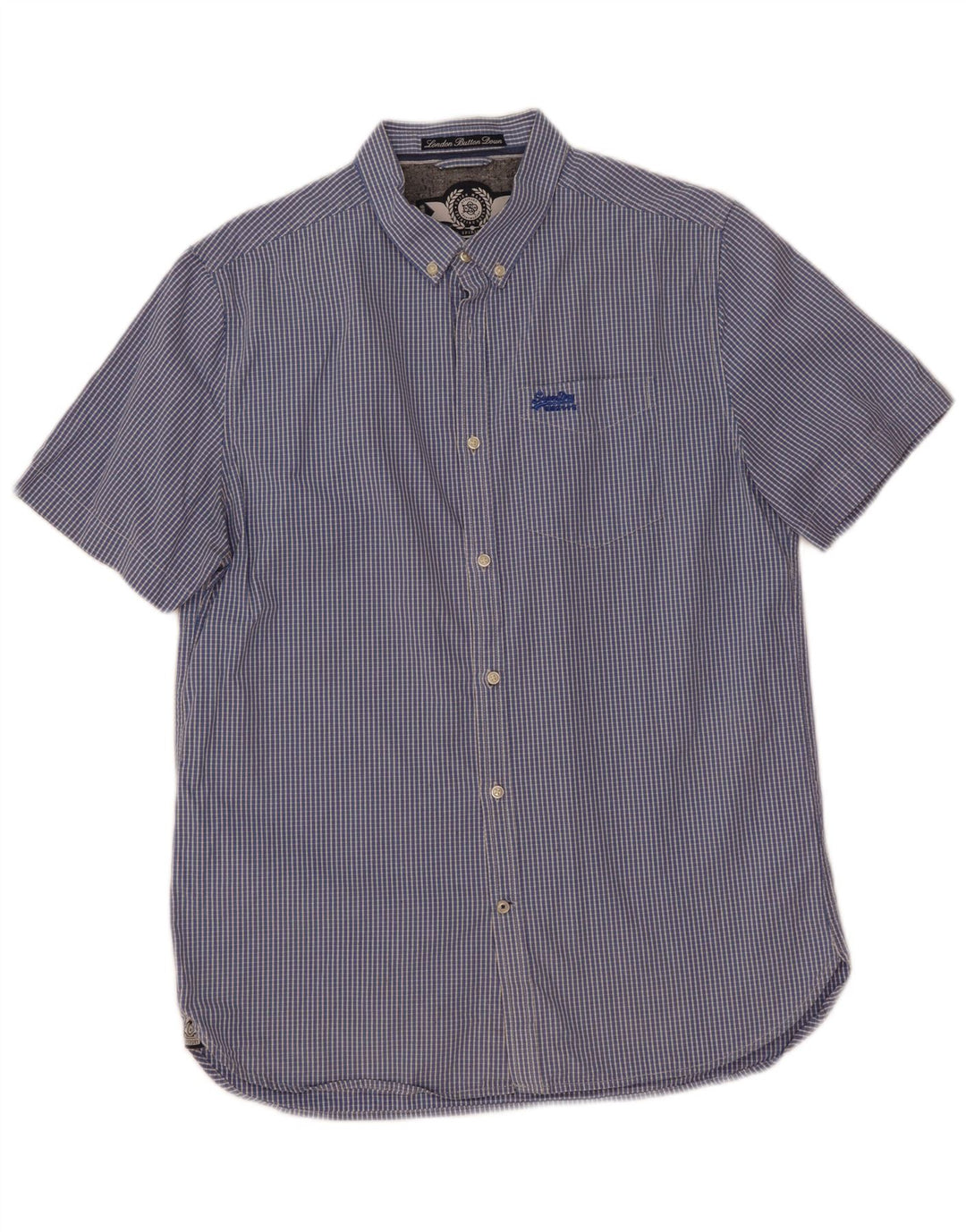 Superdry Chemise à manches courtes XL en coton à carreaux bleu