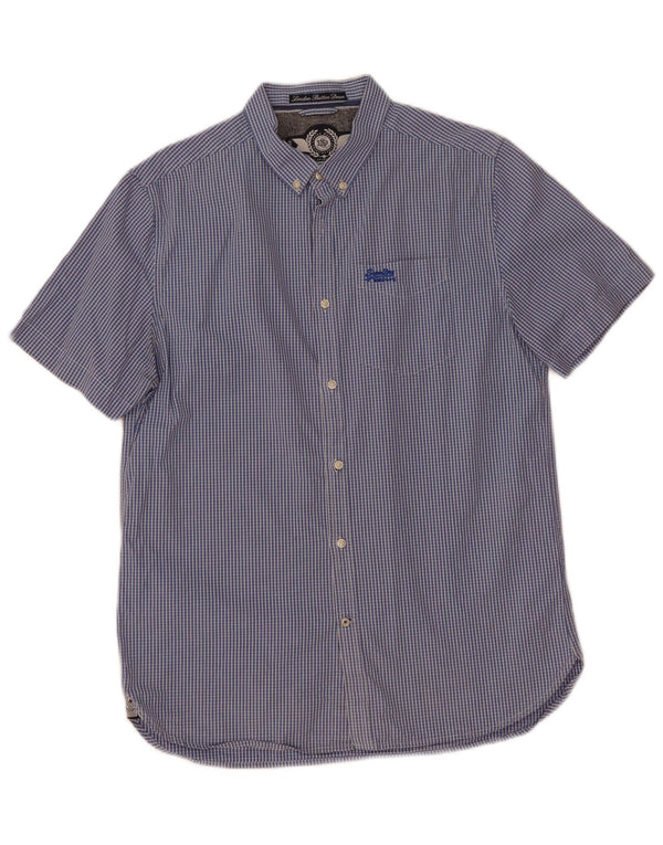 Superdry Chemise à manches courtes XL en coton à carreaux bleu