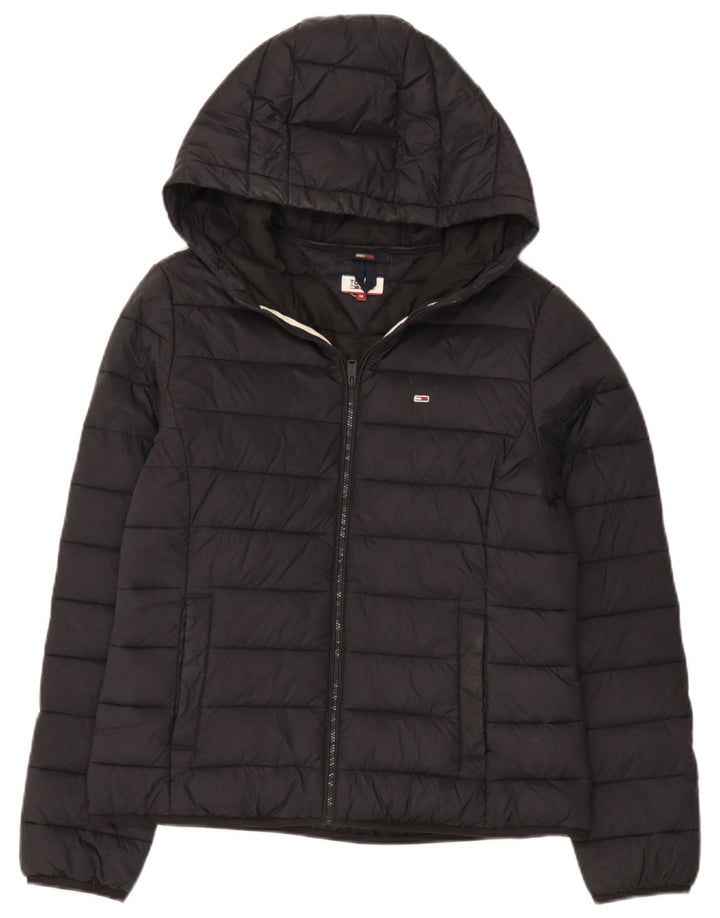 Tommy Hilfiger Veste matelassée à capuche pour femme UK 14 Medium Noir Polyamide