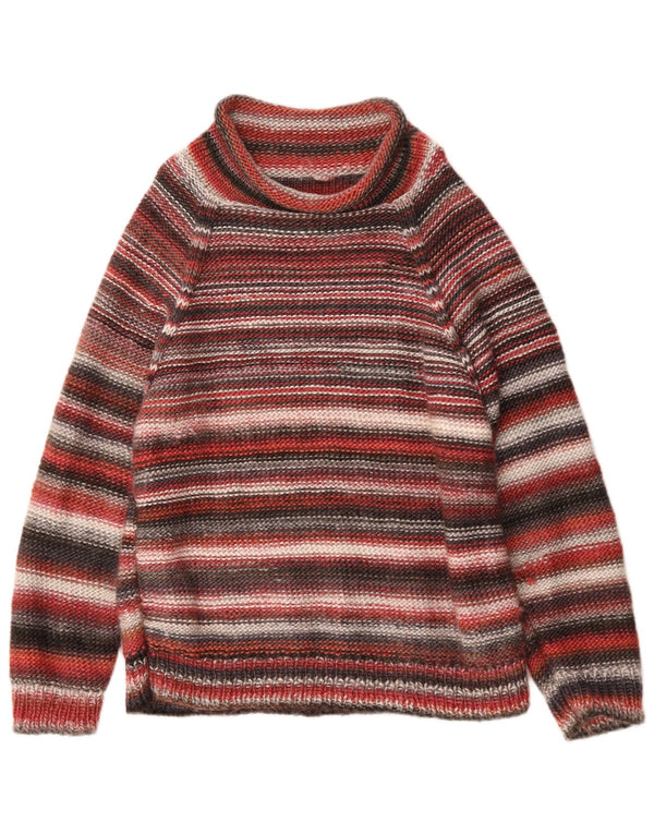 vintage Mens Turtle Neck Jumper Pull Moyen Multicolore Rayé