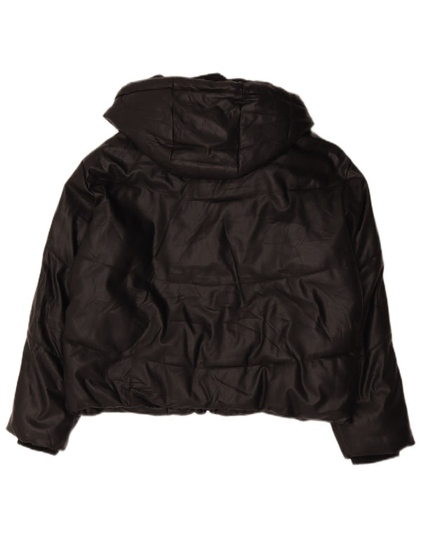 Zara Veste matelassée surdimensionnée à capuche pour femme UK 14 Noir moyen