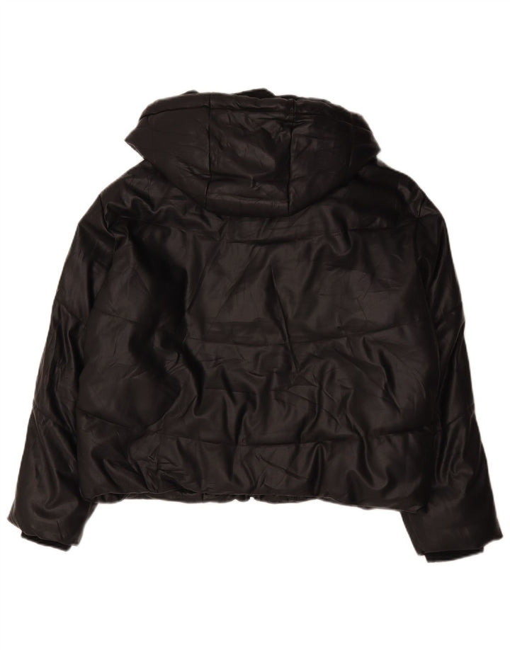 Zara Veste matelassée surdimensionnée à capuche pour femme UK 14 Noir moyen