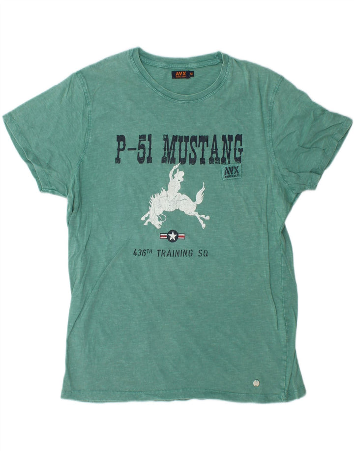 AVIREX T-Shirt Graphique Homme Vert Moyen Coton