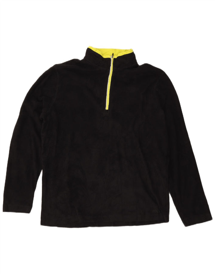 FILA Pull Polaire Col Zippé Homme XL Noir Polyester