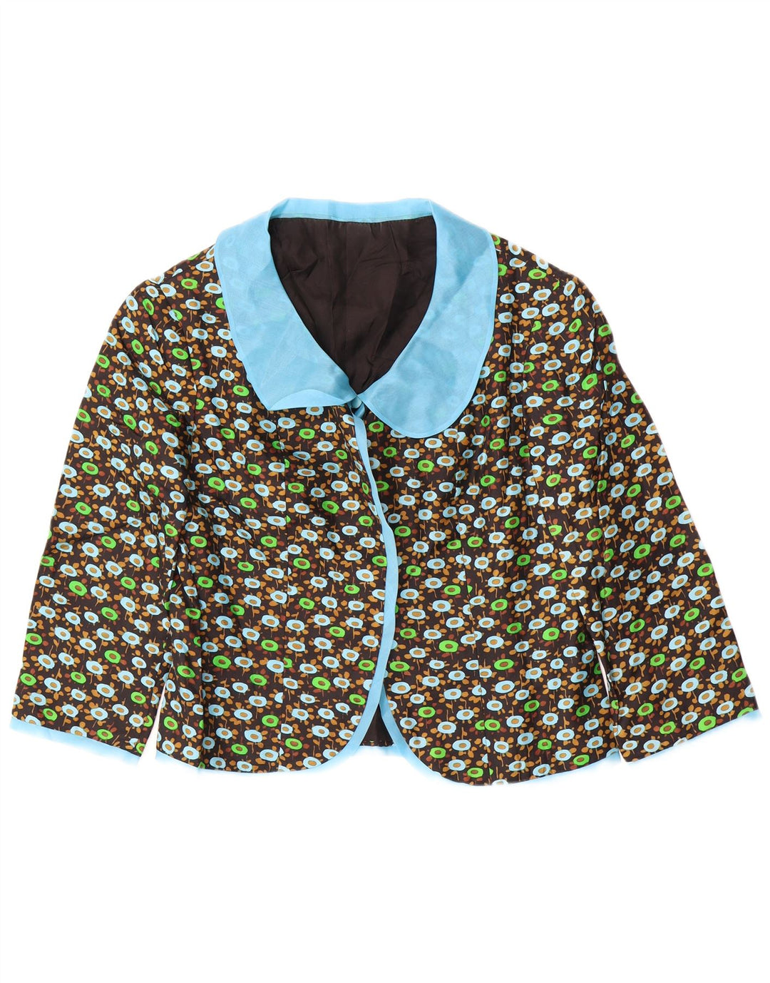 VINTAGE Ensemble 2 pièces à manches 3/4 pour femme UK 14 Medium Black Floral