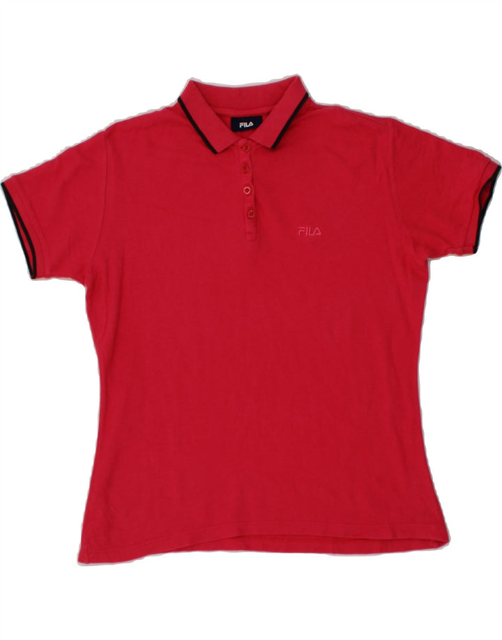 FILA Womens Polo Shirt UK 16 Large Red Cotton Vintage Fila and Second-Hand Fila from Messina Hembry 