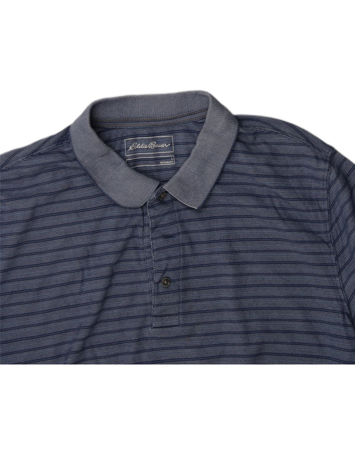 EDDIE BAUER Mens Polo Shirt Large Blue Striped Cotton Vintage Eddie Bauer and Second-Hand Eddie Bauer from Messina Hembry 