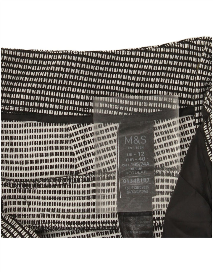 Marks & Spencer Pantalon Chino Femme UK 12 Medium W32 L29 Carreau Noir