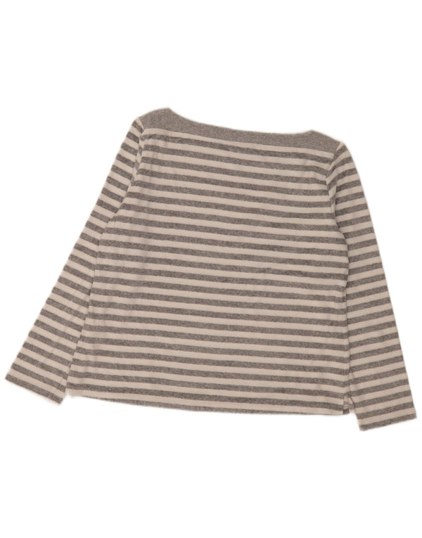 Marks & Spencer Haut à manches longues pour femme UK 46 Grand coton rayé gris