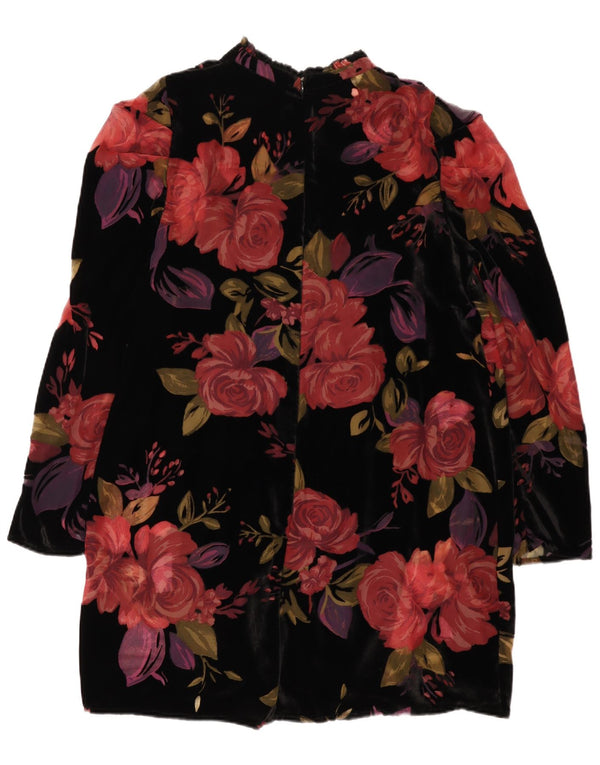 Monsoon Robe droite en velours à manches longues pour femme UK 16 Large Noir Floral