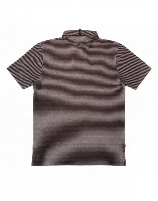 Puma Mens Polo Shirt Large Grey Pinstripe Polyester