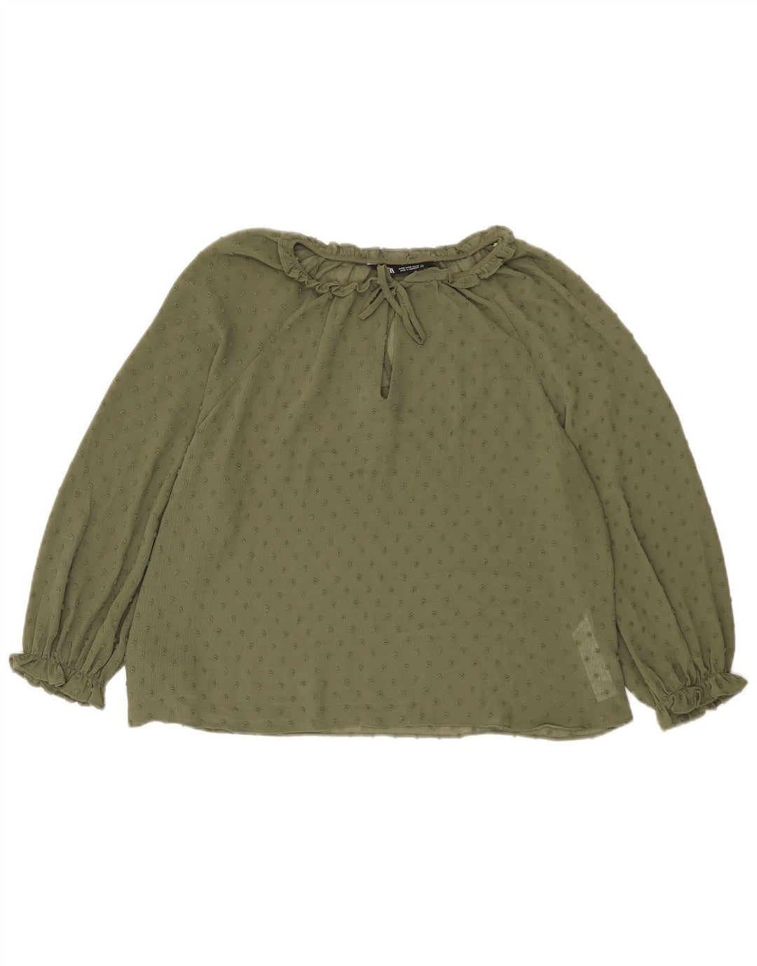 Zara Chemisier transparent à manches 3/4 pour femme UK 14 Kaki moyen à pois