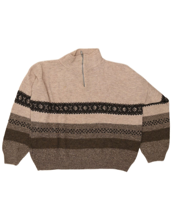 Southern Pull col zippé pour homme 2XL Beige Fair Isle Acrylique